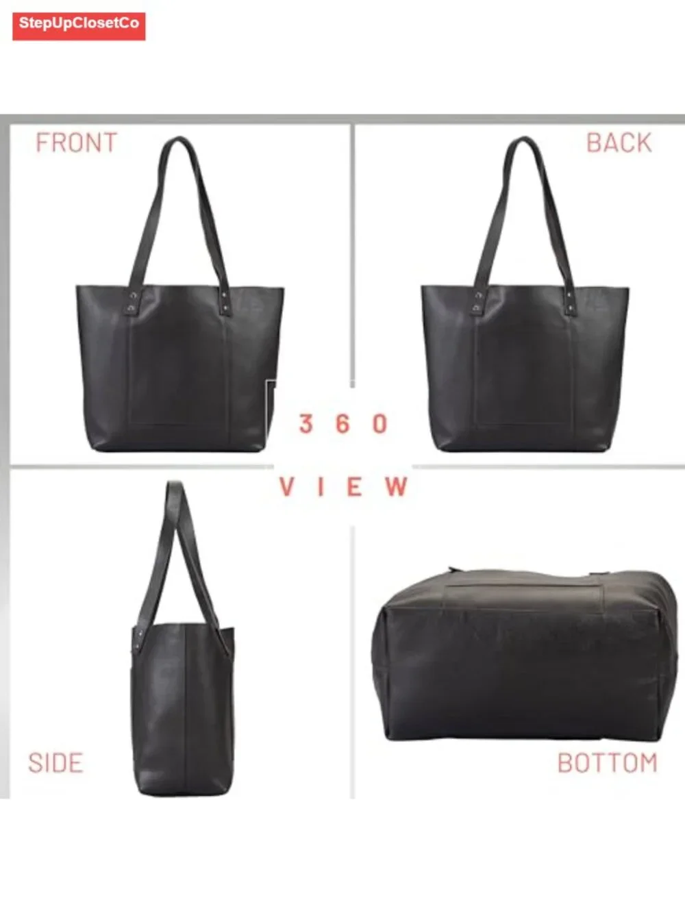 Genuine Leather Tote Bag for Women with Bonus Wristlet